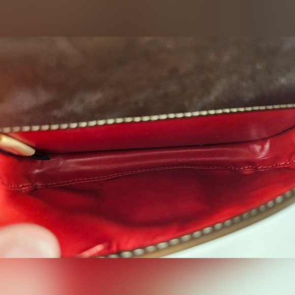 Dooney & Bourke Signature DB Wristlet Brown & Tan with Leather - Picture 8 of 8